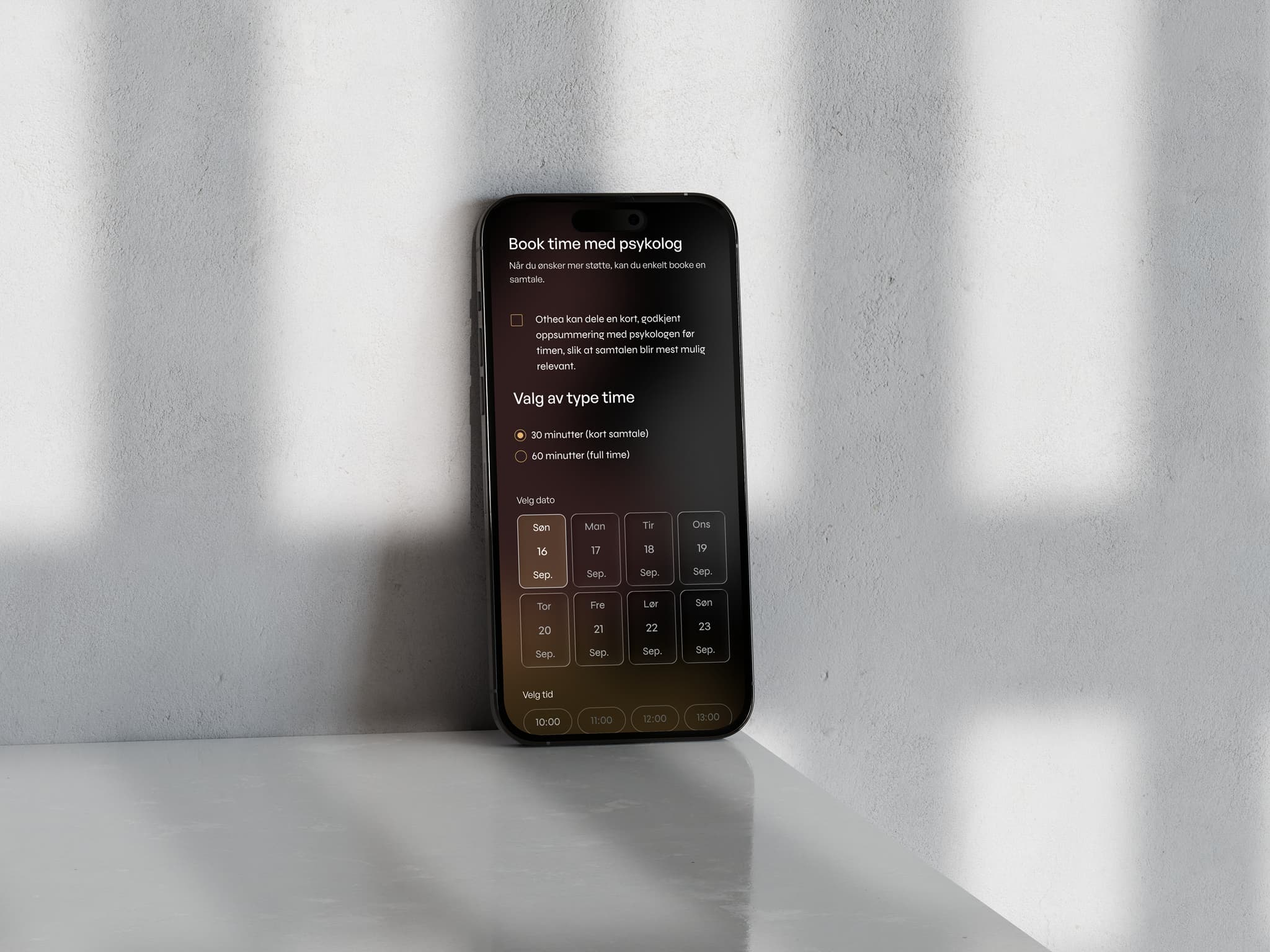 Psychology booking interface